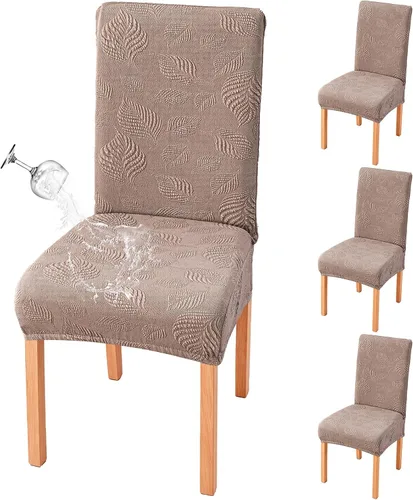 Vista 50 de Genina - Juego de 2 fundas impermeables para sillas de comedor, fundas para sillas de cocina, color beige