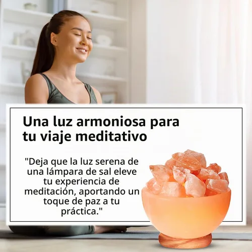Vista 7 de Himalayan Glow Lámpara de cuenco de masaje con trozos de cristal de sal natural, cable de atenuación con base de madera clásica, lámpara de sal