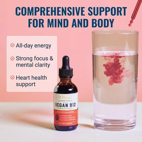 Vista 3 de Live Conscious Gotas líquidas sublinguales de vitamina B12 vegana Fórmula de metilcobalamina de B12 de máxima potencia 5000 mcg Vitamina B 12