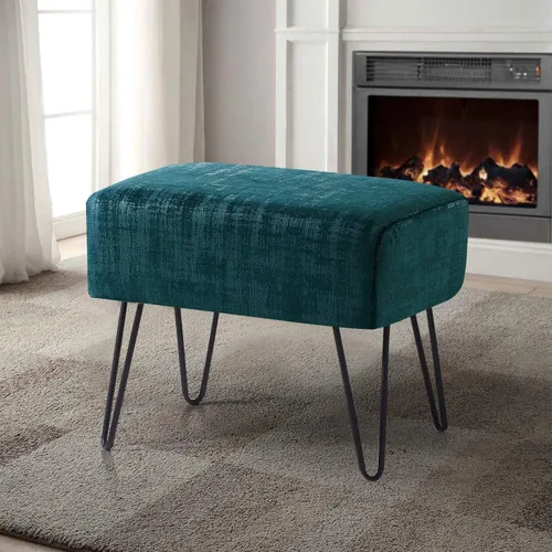 Vista 25 de Home Soft Things Otomana rectangular de terciopelo mullido de color verde ágata de 19 pulgadas para sala de estar, banco de entrada de espacio