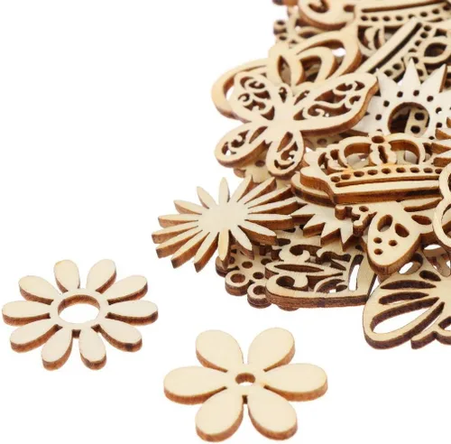 Vista 5 de 300 adornos de madera, con forma de mariposa y flores, recortes de madera, álbumes de recortes, manualidades, manualidades, grafiti, decoración