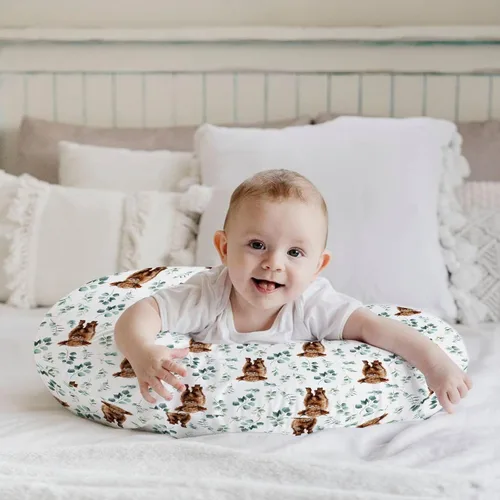 Vista 6 de HawSkgFub Highland Cow - Funda de almohada de lactancia con hojas de eucalipto para bebé, niño, animal de granja occidental de cuerno largo, vaca