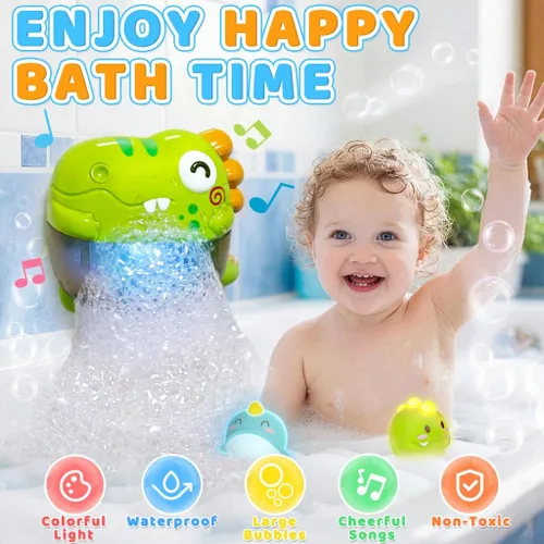 Vista 4 de Juguetes de baño de burbujas para niños pequeños, máquina de burbujas de baño iluminada, juguete para niños de 3 a 5 años, juguete para bañera