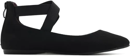 Vista 5 de Ollio Zapatos planos de ballet con correa elástica de gamuza sintética para mujer F167