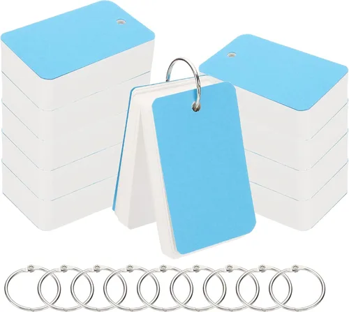 Vista 9 de PATIKIL Tarjetas de índice en blanco con anillo, 1000 tarjetas flash en blanco de 2.8 x 1.6 pulgadas, cartulina de notas de estudio para aprendizaje