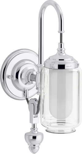 Vista 5 de KOHLER Artifacts - Lámpara de tocador de baño, aplique de pared, solo luz descendente, certificación UL, 1 luz, ajustable, bronce cepillado vibrante