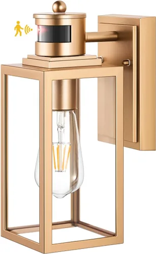 Vista 37 de VIANIS Lámpara de pared dorada para exteriores, sensor de anochecer a amanecer, apliques de montaje en pared exterior linternas luminaria para casa