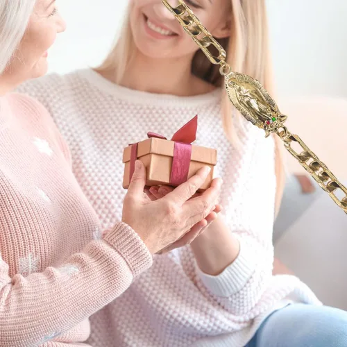 Vista 6 de Pulsera de oro de cadena virgen maría para mujeres y niñas, pulseras La Virgen De Guadalupe, pulseras de abalorios de Nuestra Señora de Guadalupe