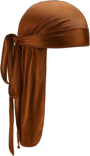 Vista 2 de Durag de seda suave para hombres y mujeres, ondas largas y dobles correas anchas
