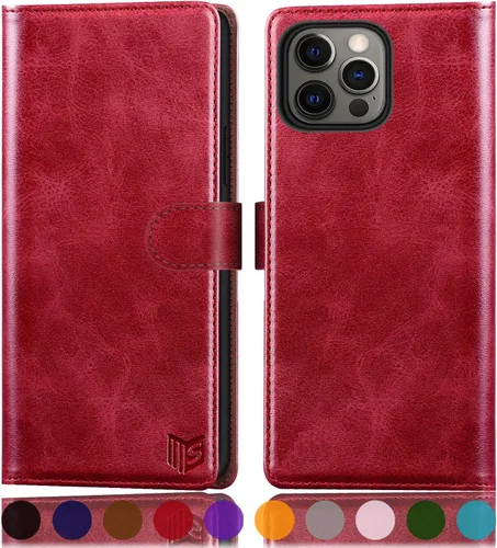Vista 9 de SUANPOT Funda de piel tipo cartera para iPhone 12/12 Pro 6.1 (no 12 Pro Max de 6.7 pulgadas) con bloqueo RFID, tarjetero y tarjetero con tapa