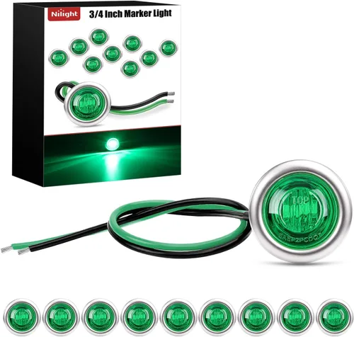 Vista 39 de Nilight Luz de marcador redonda de 3/4 pulgadas, 10 unidades, luz LED ámbar de separación, 2 conectores, indicadores laterales, luces de bala IP68