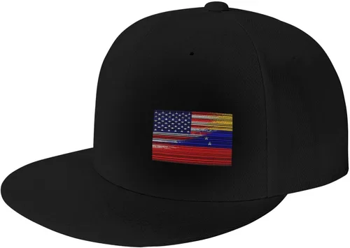 Vista 2 de Gorra de béisbol con bandera de Venezuela de Estados Unidos para hombres y mujeres, gorra de béisbol ajustable para adultos, color negro, Negro
