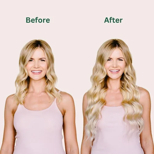 Vista 2 de BFB Hair Extensiones de cabello con pinzas para mujer, extensiones de cabello humano real, rubio descalzo con reflejos rubios, 21 pulgadas, 10