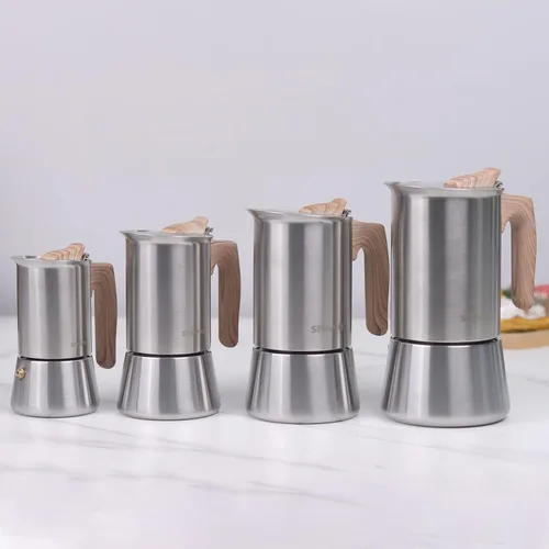Vista 6 de Sivaphe Cafetera Espresso para Estufa de Acero Inoxidable 3.5 oz, 1-2 Tazas Cafetera Inducción Olla Moka, Olla Moka de 100ml Campaing, Olla Moka 2