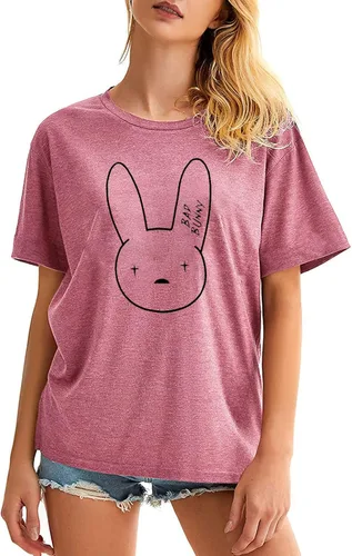 Vista 2 de Camisa de conejo malo para mujer, camiseta divertida con gráfico de conejo, camisa de hip hop, camisa de Pascua, camisetas inspiradoras cristianas