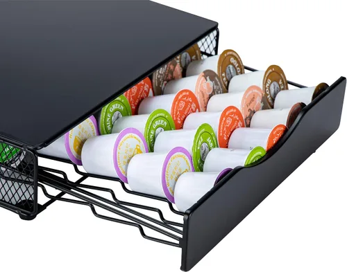 Vista 2 de K - Portavasos para mostrador pequeño para Keurig K-Cup, para Mr Coffee para té, color negro (36 cápsulas de un solo nivel)
