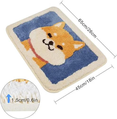 Vista 3 de Ankah Dog Series - Alfombra de baño de la colección de animales Shiba y Corgi, felpa suave y peluda, antideslizante, altamente absorbente, lavable a