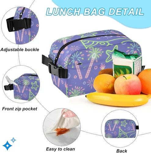 Vista 5 de Animal infantil Manta Ray Fuegos Artificiales Púrpura Mochila Para Niño Mochila Con Caja De Almuerzo Niños 10-12 mochilas y loncheras escolares