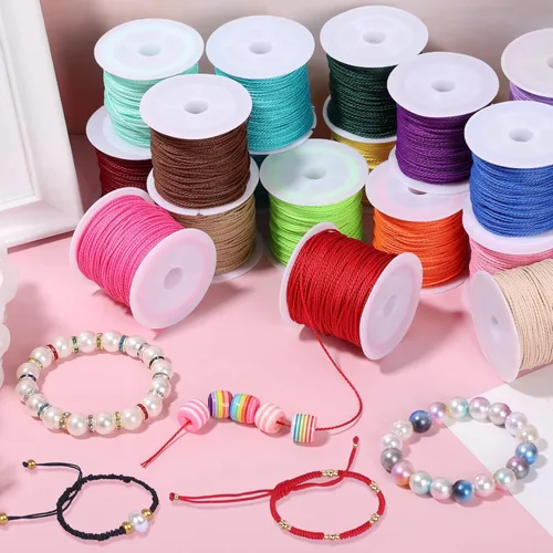 Vista 7 de Cridoz 20 rollos de hilo encerado para hacer pulseras, cordón de hilo encerado para pulseras, cordón de poliéster encerado para pulseras
