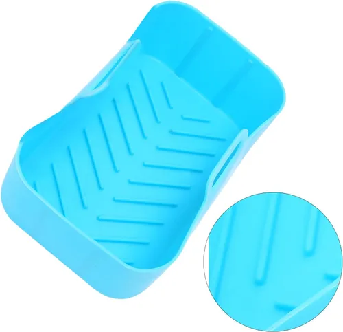 Vista 2 de Olla de silicona para freidora de aire, olla de silicona antiadherente reutilizable, cesta de repuesto para DZ201 Foodi de 8 cuartos (azul)