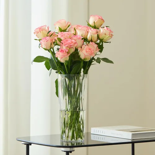 Vista 9 de 2 floreros de plástico transparente, 10.2 pulgadas de acrílico para ramo de rosas para decoración del hogar, centros de mesa, boda, cumpleaños