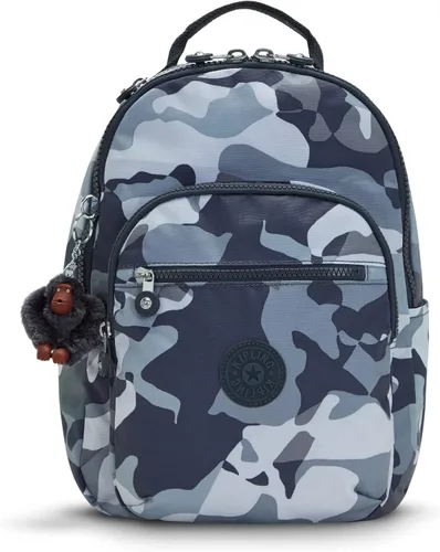 Vista 8 de Kipling Mochila pequeña Seoul para mujer, duradera, correas acolchadas para el hombro con funda para tableta, bolsa, Firma Emb, Mochila para tableta