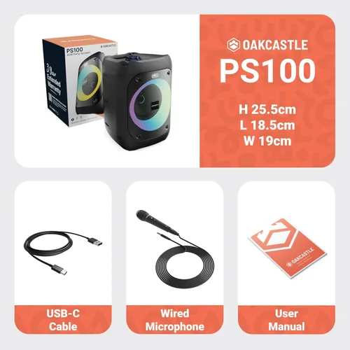 Vista 6 de Altavoz portátil Bluetooth para fiesta Potencia de 40W y batería recargable hasta 7H Gran altavoz Bluetooth 2.0 con micrófono con cable Modo