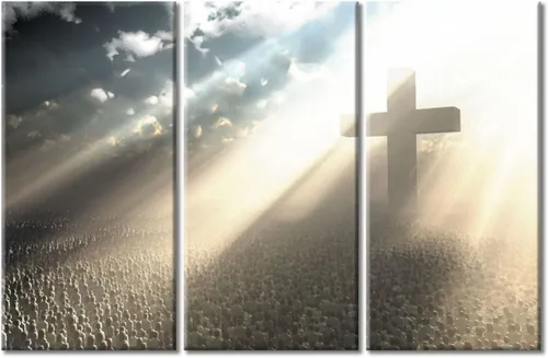 Vista 67 de TUMOVO Decoración de pared de iglesia cristiana de 3 paneles, imágenes de la resurrección de Jesús para sala de estar, dormitorio, cocina