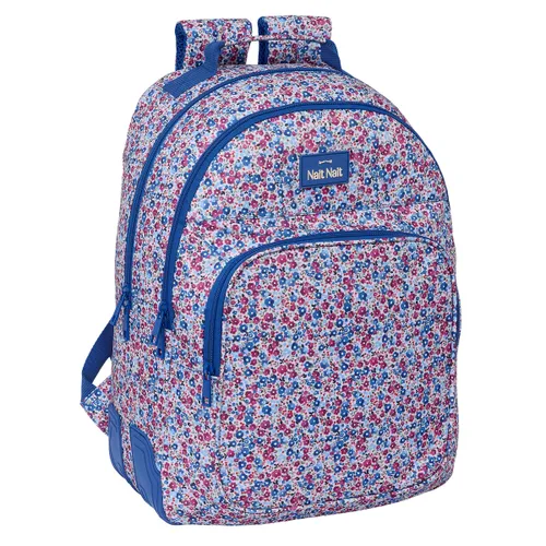 Vista 2 de Mochila Escolar Nait Nait Flores coimbra azul Azul 32 x 42 x 15 cm