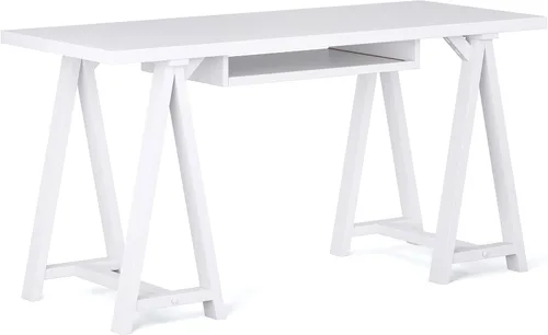 Vista 23 de Simpli Home - Sawhorse - Mesa de centro, color castaño oscuro., Pino, Distressed Grey