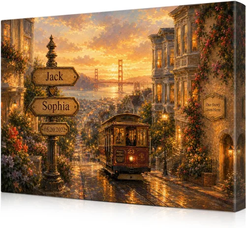 Vista 16 de IPIC - Personalized Framed Canvas with Custom Street Sign in Boston Personalized Street Signs with Names, Custom Canvas Print, Boston Sunset