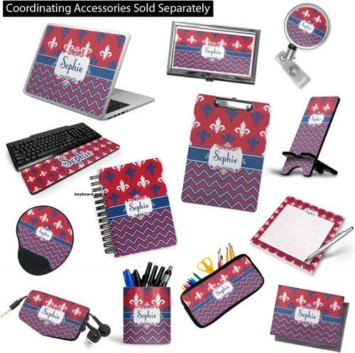 Vista 4 de Carpeta patriótica personalizada de 3 anillas con diseño de flor de lis, 2 pulgadas