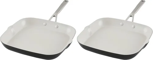 Vista 10 de KitchenAid Sartén antiadherente de cerámica anodizada dura, cuadrada, 11.25 pulgadas, negro mate
