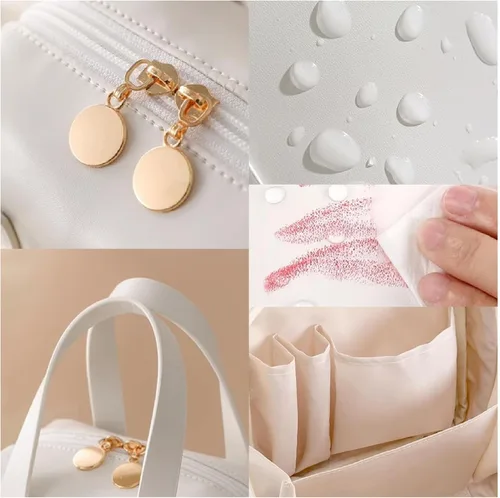 Vista 5 de Bolsa de maquillaje portátil de alta calidad, bolsa organizadora de maquillaje de gran capacidad, bolsa organizadora de maquillaje de viaje