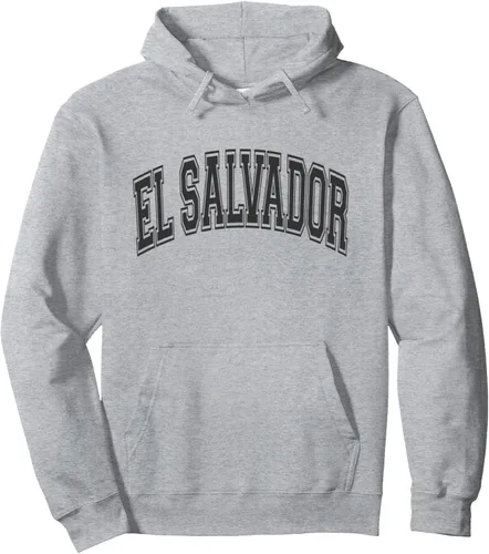 Vista 3 de El Salvador Arched Style Negro Texto y Contorno Sudadera Con Capucha