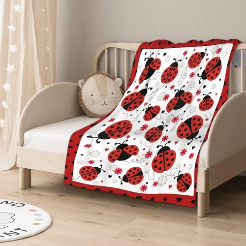 Vista 5 de Manta de franela de mariquita para regalo, ultra suave y acogedora, manta de forro polar ligera y mullida, manta de felpa cálida para sofá, cama, 30