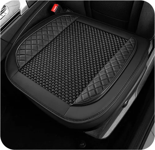 Vista 8 de Funda de cuero para asiento de automóvil, funda de cojín de cuero para asiento delantero y inferior con bolsillo de almacenamiento, protector