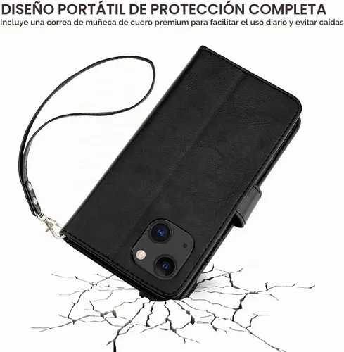 Vista 8 de Bocasal Funda tipo cartera desmontable para iPhone 13 con bloqueo RFID, ranuras para tarjetas, soporte de piel sintética de alta calidad, soporte