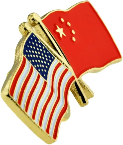 Vista 165 de PinMart Pin de solapa esmaltado con bandera de la amistad cruzada de Estados Unidos y el mundo
