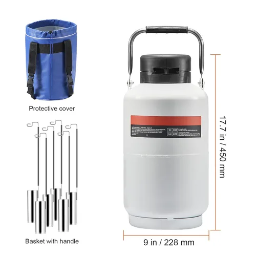 Vista 8 de Happybuy Tanque de nitrógeno líquido de 3L, aleación de aluminio LN2 Dewar con 6 botes, bolsa de transporte y correas, tanque criogénico