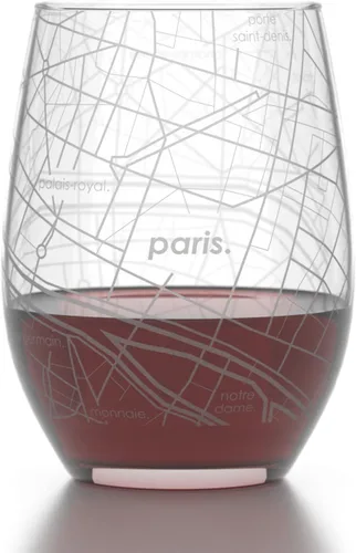 Vista 7 de Well Told Copa de vino grabada con mapa de España de Barcelona sin tallo, copa de vino grabada con mapa de la ciudad, regalo para los amantes