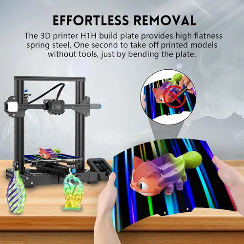 Vista 6 de IdeaFormer-3D H1H Placa de Construcción 235x235mm, Haz de Luz Doble Cara+Muelle de Acero Flexible Fantasma para Creality Ender 3/Ender 3 Pro/Ender 3