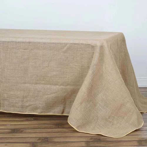 Vista 49 de Efavormart Mantel Redondo de Arpillera Sintética de Yute Natural de 90 Pulgadas - Cubierta de Mesa Rústica Boho Chic Estilo Granja para Navidad