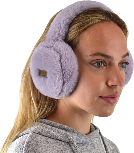 Vista 18 de C.C - Lindas orejeras con diadema ajustable para invierno, calentador de orejas suave Rombos azul marino
