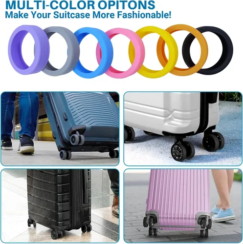 Vista 3 de LEWSHQI Fundas protectoras de ruedas de equipaje de 8 piezas, funda de silicona para maletas, accesorios de ruedas, para la mayoría de las ruedas