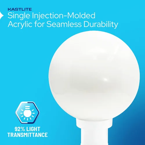 Vista 4 de KastLite Accesorio de iluminación combinado de globo de poste de lámpara Lente acrílica blanca de 12 pulgadas con acoplador blanco y montaje