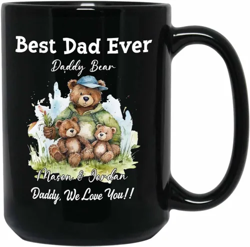 Vista 8 de Baby Coming Soon - Taza de café negra de 11 onzas y 15 onzas, taza de café personalizada para papá con nombre, taza de café de cerámica con anuncio