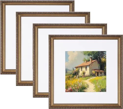 Vista 24 de eletecpro 8x10 Vintage Picture Frame, Glass Cover, Gold, 4-Pack Dorado