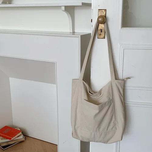 Vista 9 de WantGor Bolso de mano de pana para mujeres, bolsos de hombro estilo hobo grandes, bolsos casuales de gran capacidad para compras y trabajo