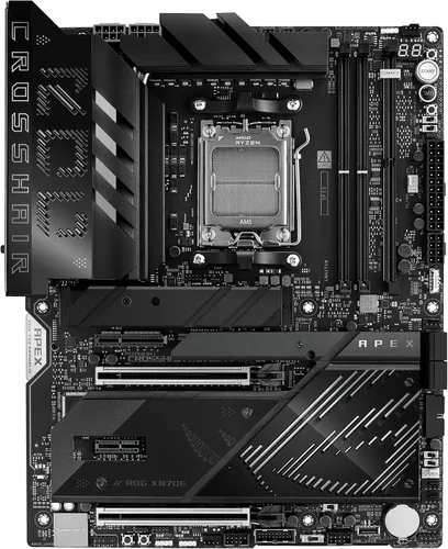 Vista 3 de ASUS ROG Crosshair X870E APEX AMD X870E AM5 ATX Placa Base, AI Avanzado Listo para PC, 18+2+2 Etapas, DDR5, Ventilador de Memoria ROG, Tarjeta ROG